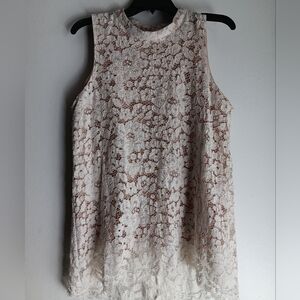 3 For $25🚨Rose & Olive Floral Lace Tank Top - Cream